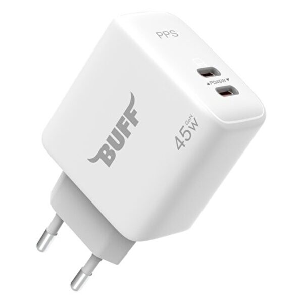 buff-45w-hizli-sarj-adaptoru-dual-type-c-pd-1-1 Buff 45W Hızlı Şarj Adaptörü (Dual Type-C PD)