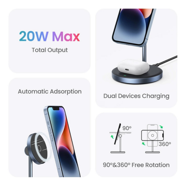 ugreen-2si-1-arada-20w-magsafe-kablosuz-sarj-standi-4-1 Ugreen 2'si 1 Arada 20W MagSafe Kablosuz Şarj Standı